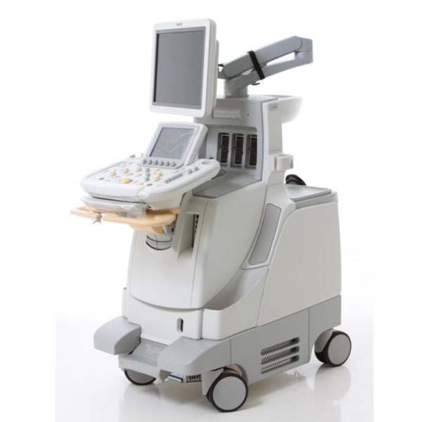 grey ultrasound machine on wheels